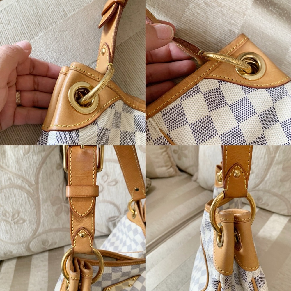 Louis Vuitton damier azur Checkered Shoulder Bag with Tan Accents - Picture 7 of 13